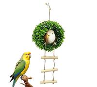 Bird House - Artificial Grass Ball Shape Parrot Toy with Ladder | Bird Nest for Cage - for Parakeet Conure Cockatiel Canaries Lovebirds Enrichment Play