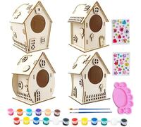 Bird House Craft, Bird House Kits pour | Construisez Un kit Birdhouse pour, Artisanat décoratif en Bois inachevé avec Corde et Colle pour 8 à 12 en Dehors de la