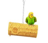 Bird House - Decorative Hanging Habitat Cage, Handwoven Ventilated Tunnel Style Shelter, Safe Resting Nesting Accessories, Easy Install Hook System | Indoor Outdoor Aviary, Pet Comfort, Cage Enrichmen
