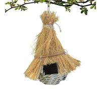 Bird House for Cage - Natural Parrot Nest, Breathable Woven Shelter with Heavy Duty Lanyard, Clean Fibers, Weather-Resistant Insulation, for Hummingbird Finch Sparrow Garden Yard Patio