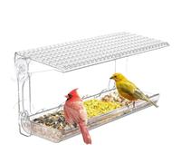 Bird House Window Mangeoire pour oiseaux, mangeoire pour oiseaux avec ventouses puissantes, mangeoire de fenêtre pour oiseaux, grande mangeoire pour oiseaux sauvages avec trous de drainage