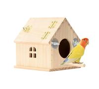 Bird House - Wood, 5.98x5.51x6.06in Mating Box Nesting Shelter | Boîte de nidification d'oiseaux naturels équipés de perchés, Wooden Breeding House for lovebirds, canaries, parrots, finches, cockatoos