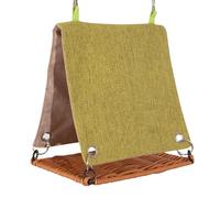 Bird Hut, Bird Hammock for Cage, Comfortable Birds Nest, Scratch Resistant Imitate Rattan Swing, Tip-Resistant Structure, Cage Accessory for Lovebirds, Parakeets, Cockatiels and Budgies, 24x16x20cm