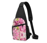 Bird in Peach Tree Sac à bandoulière décontracté en polyester durable avec plusieurs poches et porte-clés Sangle réglable pour homme et femme