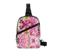 Bird in Peach Tree Sac à bandoulière pliable avec plusieurs poches, tissu polyester résistant à l'eau, sac à dos de voyage compact