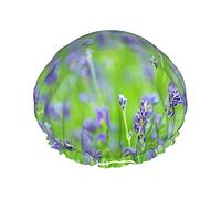 Bird In Purple Lavender Floral Flowers Bonnet de douche Bonnets de douche pour femmes Bonnets de douche imperméables à double couche, réutilisables.