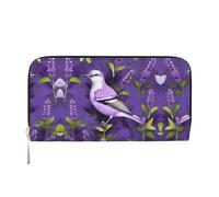 Bird in Purple Lavender Floral Flowers Print Casual Clutch Purse Wallet for Women Capacity Wallet Stylish Travel Friendly, Black, One Size, Art, Black, One Size, Art, Noir , Taille unique, Art