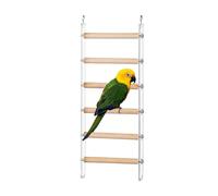 Bird Ladder, Inner Cage Climbing Toy, Acrylic Wood Metal 360° Rotating Hook, Fun Training Accessory for Lovebirds, Budgies, Small to Medium Parrots, Happy Pet Birds