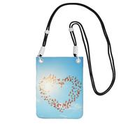 Bird Love Heart Art3 Petit sac à bandoulière tendance pour femme avec sangle réglable, pour randonnée, voyage, noir, Taille unique