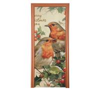 Bird Merry Christmas Housse de porte de Noël 89 x 200 cm Bannière Hello Summer Fournitures de fête M