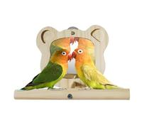 Bird Mirror Perch, Wooden Parakeet Stand,5.51x4.72in Play Toy Perches, Portable Cage Accessories, Interactive Play Toys for Small Budgies, Macaw, Lovebird, Cockatiel