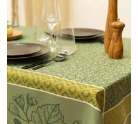 BIRD Nappe jacquard polyesther damassé 150X150 Oil green SUD ETOFFE