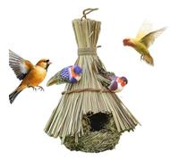 Bird Nest Cage, Reed Rustic House Shelter, Finch Parakeet Canary Cockatiel, Hummingbird Nesting Decor, Indoor Balcony Garden Yard Patio Lawn Outdoor Bird Home 7.2x4x11.2 inches