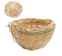 Bird Nest for Cage - Hand Woven Natural, Grass Fiber Sleeping Hut, Thermal Insulation Breeding Bed, Avian Hatching Shelter, Small Pet Habitat Accessory, Brown Straw Woven Round Canopy Room