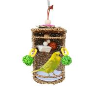 Bird Nest Snuggle Hut - Grass Cuttlebone Fruit 10x21cm | Parrots Nest Hammock Tent Cave, Breathable Hideaway Bird Toy | Swing Nests for Small to Medium Birds, Conures, Pet Climbing and Exploring