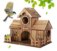 Bird Nesting Box House - Wooden Hanging Nest Box Home For Birds | Wooden Natural Rustic Nest | Chickadee Bird House | For Nesting Feeding Breeding Garden Tree Balcony Deck Patio Yard Park Farms