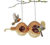 Bird Nests | Gourd Shape Hangable Woven Parrot Hut With Hooks And Mats