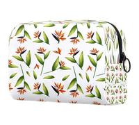Bird of Green Paradise Trousse à cosmétiques pour femme, trousse de toilette de voyage, grande pochette de maquillage pratique avec fermeture éclair, multicolore, 18.5x7.5x13cm/7.3x3x5.1in, Trousse de