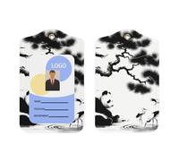 Bird-Panda-Ink Porte-badge d'identification vertical en cuir synthétique avec cordon pour Ofiice