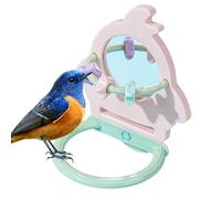 Bird Perch for Parrots - Chew Resistant with Mirror Toy - Parrot Perch Chew Toy |5.71x4.25 InchesLovebirds Conures Small Medium Large Breeds