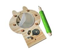 Bird Perch, Interactive Bird Mirror Toy with Perch, Decorative Parrot Stand Pet Supplies, Cage Accessories for Parakeet, Cockatiel, Lovebirds, 7.87x5.91x5.91 inches
