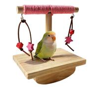 Bird Perch Stand - 14x10x14.5cm Solid Wood Swinging Toy, Comfortable Parakeet Rest, Engaging Pet Activity Training Equipment | Animal Lovers Cage Entertainment Setup Uses