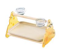 Bird Perch Stand, Bird Playground Gym, Feeder Cups Tray Parrots Budgies, Removable with Activity Setup, Pet Training Station for Indoor Aviary, 9.76x6.69x6.06 inches