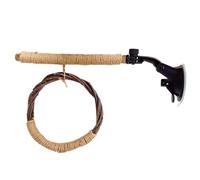 Bird Perch Stand, Parrot Chewing Toy, Built-in Round Wooden Chew Swing Toy, Cage Accessory for Macaws Budgies Sparrows, 9.84x8.27x2.64 inches Natural Wood Construction 1-Piece