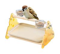 Bird Perch Stand, Parrot Training Activity Center, 9.76x6.69x6.06 inches, Non-Slip Outside, Durable Frame, Lovebirds Indoors, Wooden Play Toy with Removable Tray for Budgies