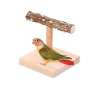 Bird Perch Stand - Premium Natural Hardwood T-Shape, Features% | Free Sand-Polished Wood for Foot Safety | Ergonomic Grinding Promotes Natural Nail Trimming for C