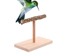 Bird Perch Stand - Premium Natural Hardwood T-Shape, Features% | Free Sand-Polished Wood for Foot Safety | Ergonomic Grinding Promotes Natural Nail Trimming for C