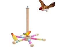 Bird Perch Stand - Wood, Rotating Exercise Wheel Chew-Resistant | Windmill Interactive Bird Perch Toy For Active Play, Birds Perches For Sparrow, Macaws, Parakeets, Lovebirds, Conures, Cockatiels