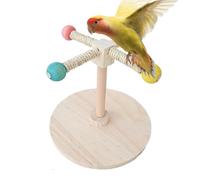 Bird Perch Toy, Birds Cage Perch Stand, Rotating Interactive Wooden Chewer, Foraging Swing Accessory, Ideal for Parakeet Cockatiel Conure Canary Lovebird Pigeon, 20x22x20cm