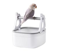 Bird Perch Toy, Parrot Exercise Stand, Interactive Training Station with Toilet Bucket for Cockatiels Budgies Conures Parakeets Macaws Indoor Pet Play Gym Tabletop Cage Accessory