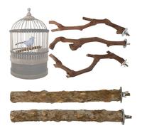 Bird Perches for Cage - Grapewood Curved Straight 25x20cm | Interactive Play Stand, DIY Wood Toy | 5-Piece Perch Set for Cockatiels Budgies Cotorras Periquitos Parrots Parakeets Home Travel