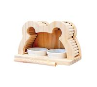 Bird Perches Parrots, Splash Proof Ceramic, Water Bowl with Easy Clean, Hangable Wooden with Strong Grip, Pet Accessories 7.4x5.28x4.72 inches, Training Playground for Indoor Outdoor Use