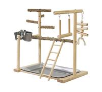 Bird Playground with Swing, Parrot Playground Stand, Chew Exercise Toys, Tray and Cups, Interactive Play Gym, Fun Bird Toys, Bird Perches for Cockatiel and Parakeet Exercise and Mental Stimulation