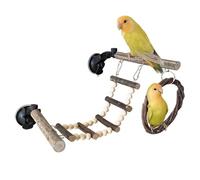 Bird Rope Ladder Suction - Cup Wooden Climbing, Activity Bird Ladder, Bridge Exercise Toy for Goldens Parakeet Conure Cockatiel, Hamster Provides Fun, Exercise Mental Stimulation