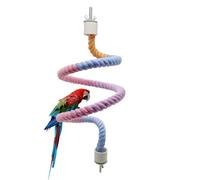 Bird Rope Perch, Rainbow Rope Bungee Bird Toy, Spiral Cotton Parrot Swing Climbing Standing Perch, Comfy Birds Colorful Rope Perch Swing, Paw Grinding Standing Climbing Perch (31in Screw)