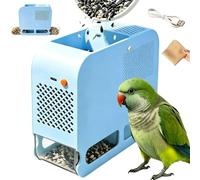Bird Seed Shell Separator,Electric Bird Feed Huller，Blue | USB Plug-in Parrot Feeding Management Tool,Bird Grain Hull Blowing Machine with Double Drawers for Grain Screening,Shelling