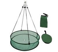 Bird Seeding Catcher Tray, Bird Feeder Tray, Outdoor Birdseed Hoop, Hummingbird Waste Holder, Space-Saving Balcony Patio Accessory, Hanging Seed Collector, Green/Grey Polyester