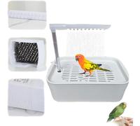 Bird Shower Bath, Automatic Bird Bath, Automatic Water Cycle Bathtub with Multiple Faucets, USB Electric Pet Birds Baths for Small Medium Birds (White)