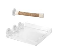 Bird Shower Perch Window Mount Stand with Poop Tray for Parakeets Parrots | Suction Cup Bird Perch With Rope Grip And Removable Acrylic Tray For Bathrooms Mirrors And Travel