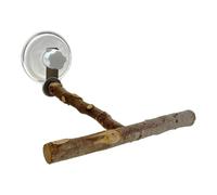 Bird Shower Perch with Poop - Tray Wood Suction Cup Mount
