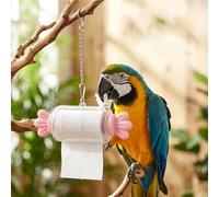 Bird Shredding Toys, Parrot Rolling Paper Play Toy with Hanging Chain, Interactive Rolling Paper Play Accessory for Parakeet Cockatiel, Chewing Activity for Small Medium Cage (Pink)