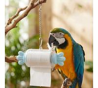 Bird Shredding Toys, Parrot Rolling Paper Play Toy with Hanging Chain, Interactive Rolling Paper Play Accessory for Parakeet Cockatiel, Chewing Activity for Small Medium Cage (Blue)