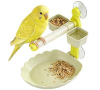 Bird Stand Heavy Duty Hangable Suction-Cup - Resting with Feeding Bowls