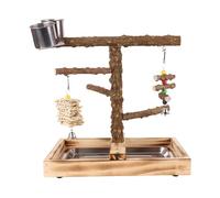 Bird Stand, Parakeet Playground, Training Perch, Chew Resistant Wood, Feeder Cups Attached, Indoor Outdoor Pet Play Area, Stand Indoor Setup 14.02x10.24x13.39