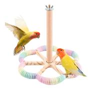 Bird Stand Perch Toy - 360 Degree Rotation Wooden Exercise Wheel Bird Toys | Interactive Birds Perches for Cockatiels | Perches for Cage, Rotating Stand, Hummingbird Enrichment Toy