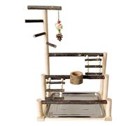 Bird Stand Playground - Parrot Exercise Station, Interactive Cage Accessory | Wooden Play Gym with Feeding Trays for Lovebirds, Conures, Cockatoos, Indoor Perch Activity Center for Birds’ Fun, Health
